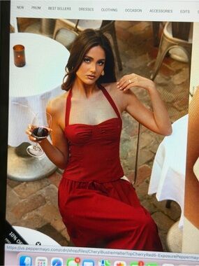 Peppermayo Cherry Red Halter Bustier Top